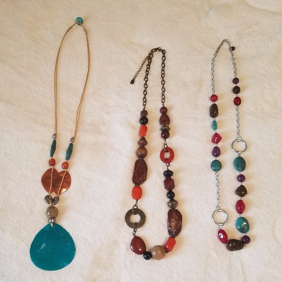 Jewelry - Lot of three beaded necklaces. All long.